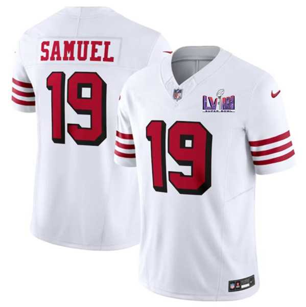 Men & Women & Youth San Francisco 49ers #19 Deebo Samuel New White 2024 F.U.S.E. Super Bowl LVIII Patch Vapor Untouchable Limited Jersey,We sell and wholesale Men & Women & Youth San Francisco 49ers #19 Deebo Samuel New White 2024 F.U.S.E. Super Bowl LVIII Patch Vapor Untouchable Limited Jersey on line form chian!